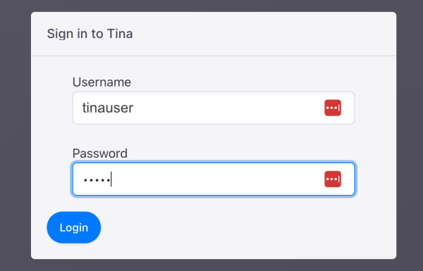 TinaCMS username and password